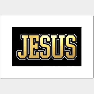 Shiny black and Gold JESUS word ver11 Posters and Art